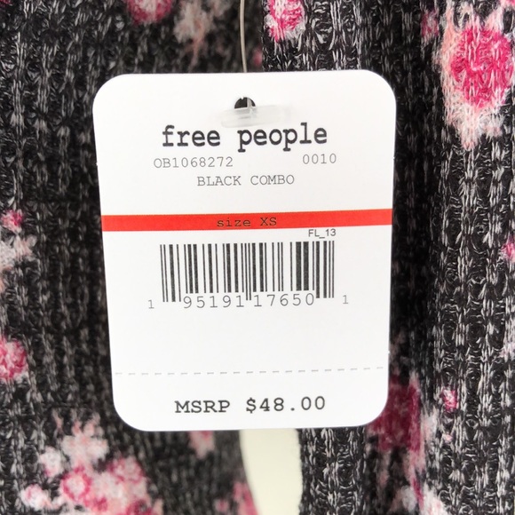 NWT Free People Intimately One of the Girls Printed Henley Top in Black Combo - Picture 6 of 11